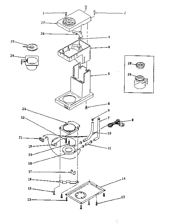 Replacement Parts Diagram and Parts List for A415AL  Proctor Silex Coffee Maker